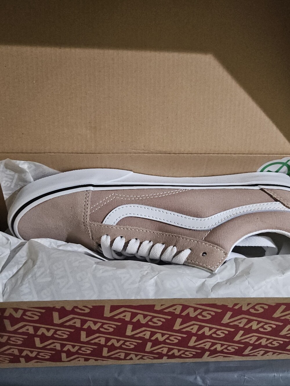Vans Kids Old Skool Suede Skate Shoe - Taupe/White